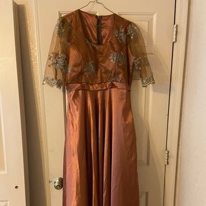 Custom made long copper L dress